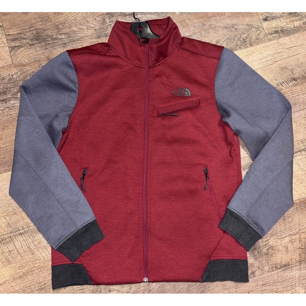 The North Face Men's Full Zip Stand-Up Collar Jacket Solid Red/Gray Size L